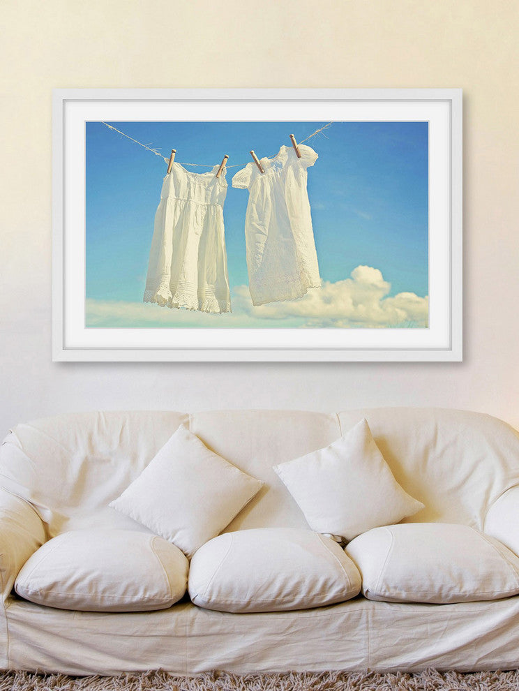 Marmont Hill, "Hanging Whites" by Sylvia Cook Framed Painting Print, 18x12