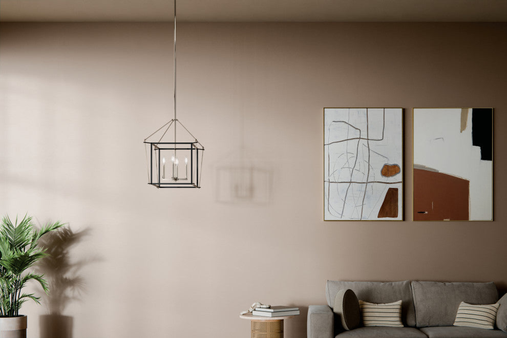 Eisley 4 Light Foyer Pendant, Polished Nickel, 21.25"