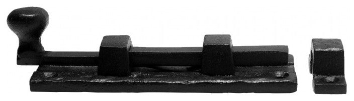 Black Slide Bolt Door Latch 4" L Wrought Iron Sliding Bolts with Catch Pack of 2