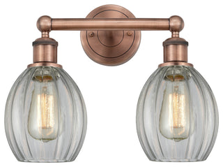 Eaton 2-Light 15" Bath Vanity Light, Antique Copper Finish, Clear Shade