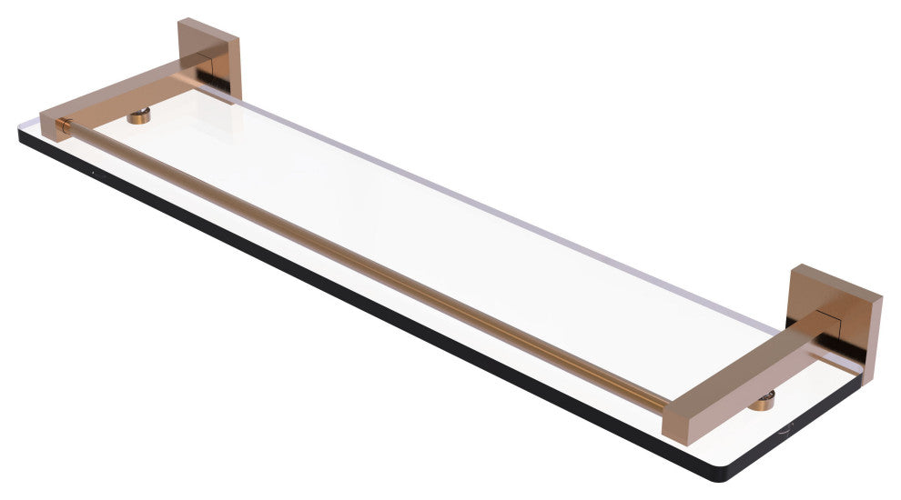 Montero 22" Glass Shelf with Gallery Rail, Brushed Bronze