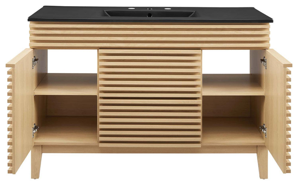 Render 48" Single Sink Bathroom Vanity, Oak Black