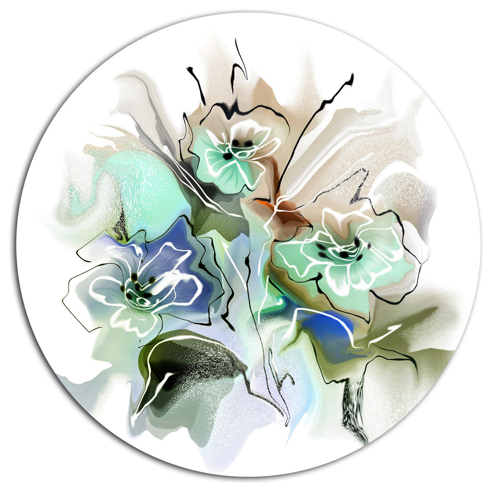 Textured Floral Watercolor, Floral Round Wall Art, 23"
