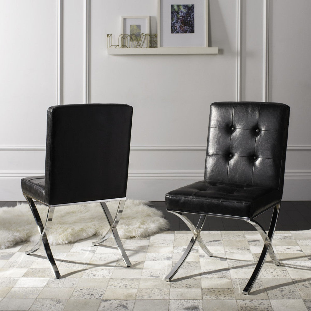 Phelps Tufted Side Chair Black Chrome