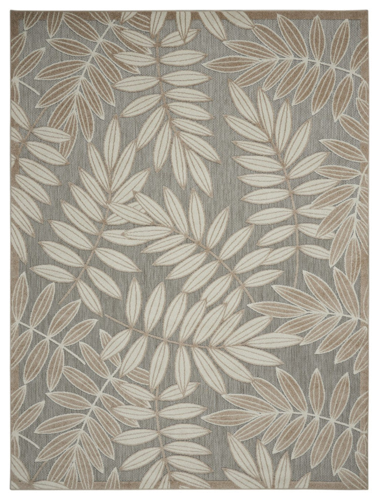 7 x 10 Natural Leaves Indoor Outdoor Area Rug