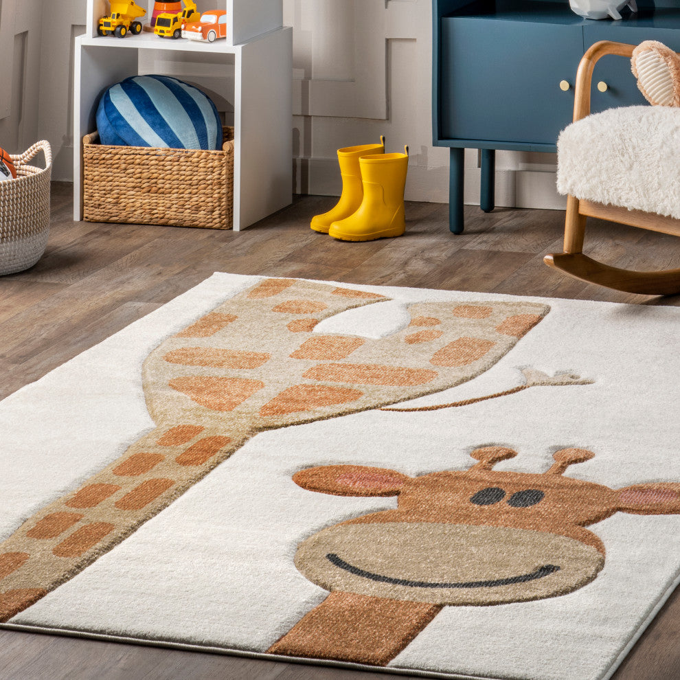 Nuloom Anabell Giraffe Kids Rug, Beige 8' x 10'
