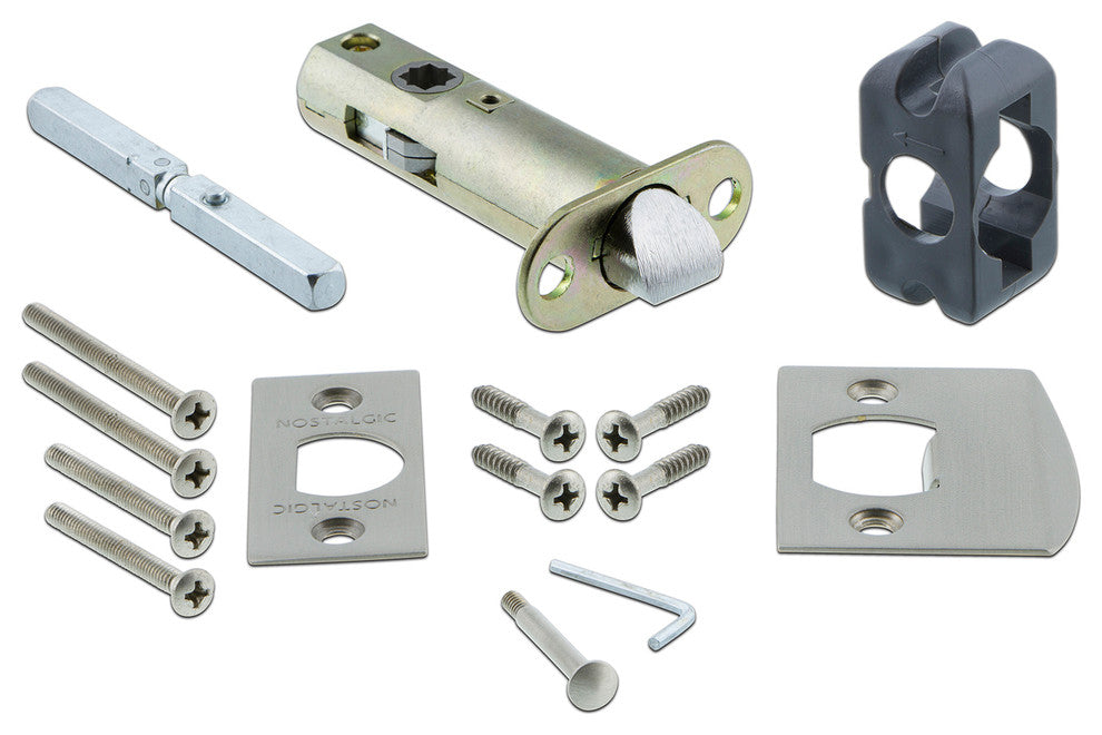 Studio Plate Privacy Crystal Glass Knob, Satin Nickel