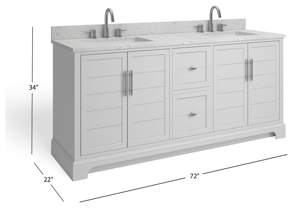 The Thalia Bathroom Vanity, White, 72", Double Sink, Freestanding