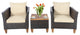 Costway 3 PCS Outdoor Patio Rattan Bistro Furniture Set Cushioned Sofa