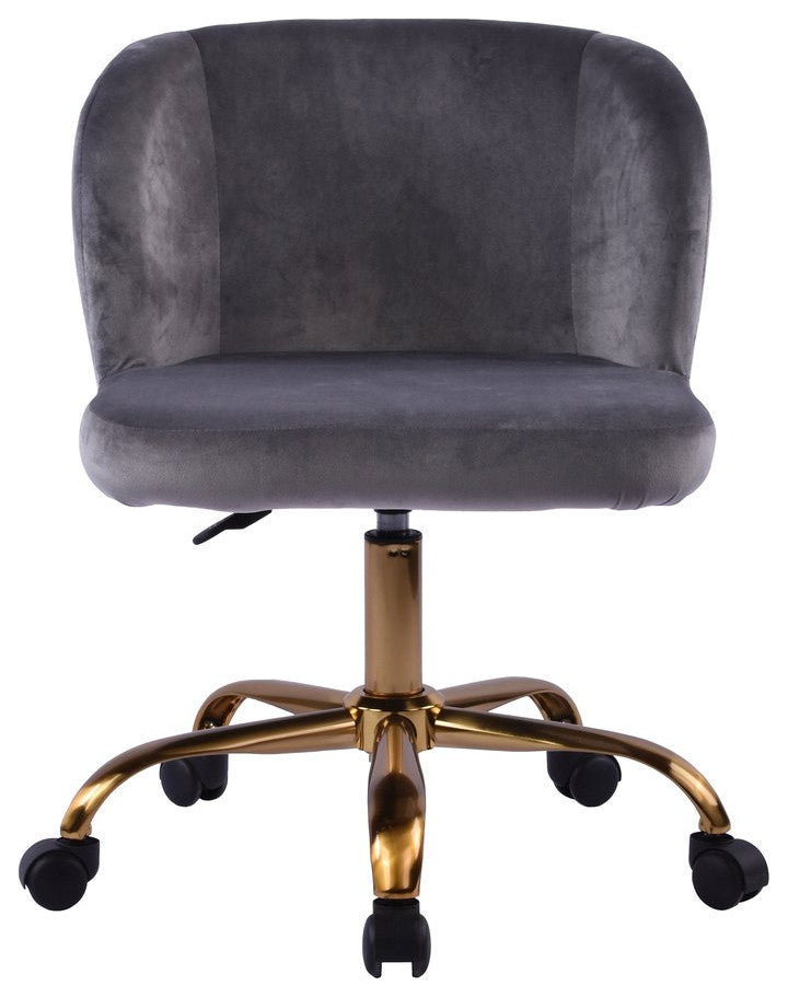 Rylee Swivel Vanity Chair with 360 Degree Rotation, Dark Grey