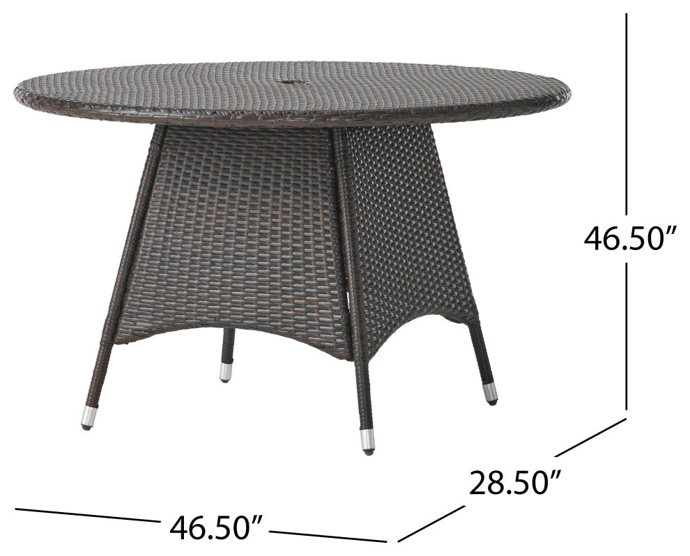 GDF Studio 5-Piece Lorelei Outdoor Multibrown Wicker Dining Set
