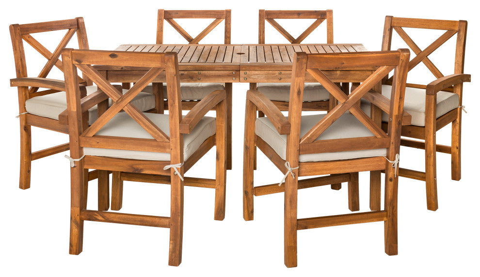 Patio 7-Piece Dining Table Set - Brown