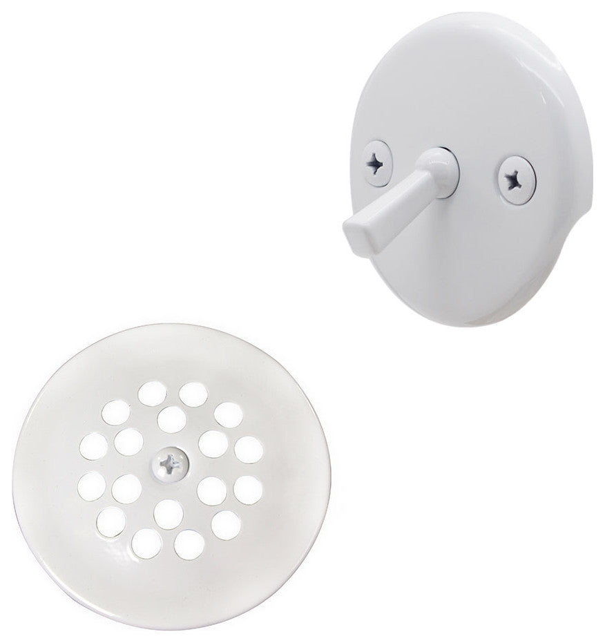 Black 1.5" Tubular Trip Lever Bath Waste In Powder Coated White, White