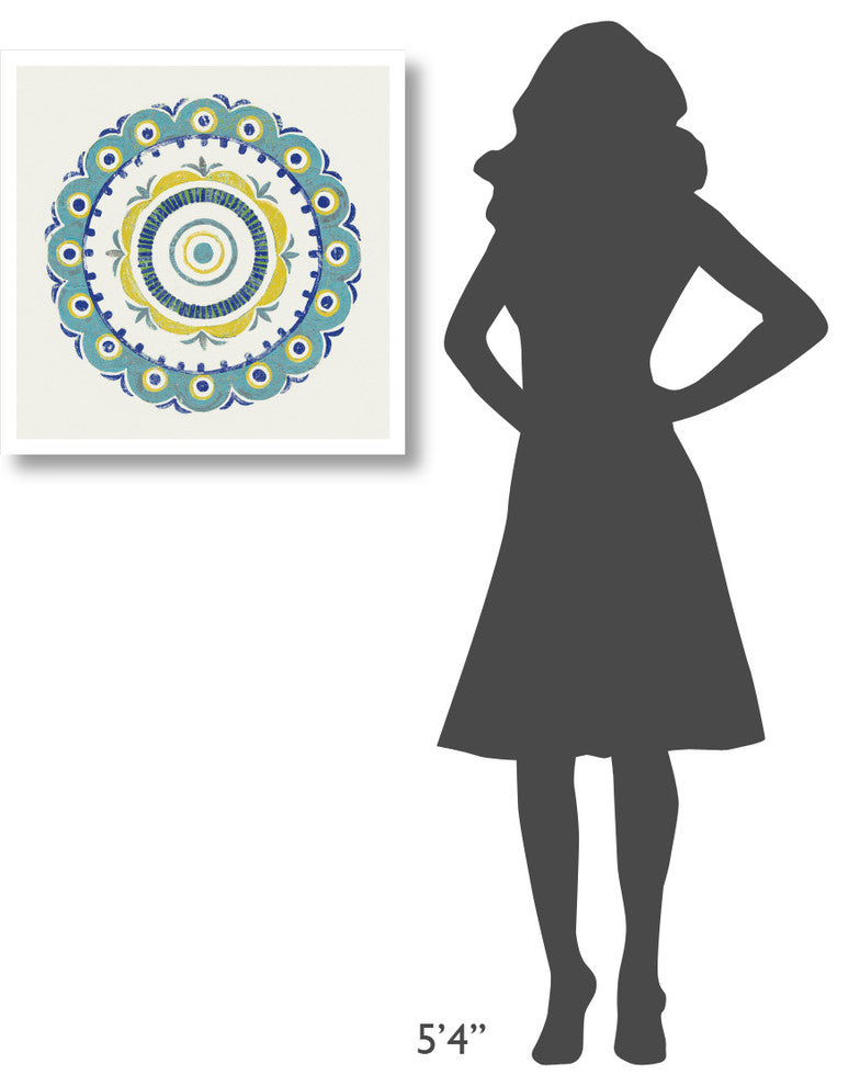 "Lakai Circle II Blue and Yellow" Paper Print by Kathrine Lovell, 26"x26"