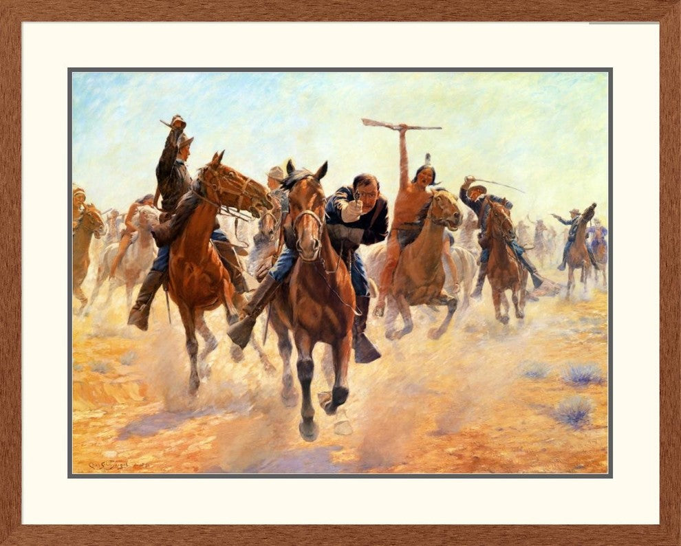 "Breaking Through The Lines" Framed Digital Print by Charles Schreyvogel, 41x33"
