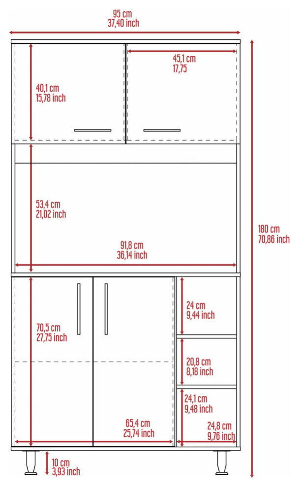 Colorado Multipurpose Pantry Cabinet with Open Counter & Three Open Shelves