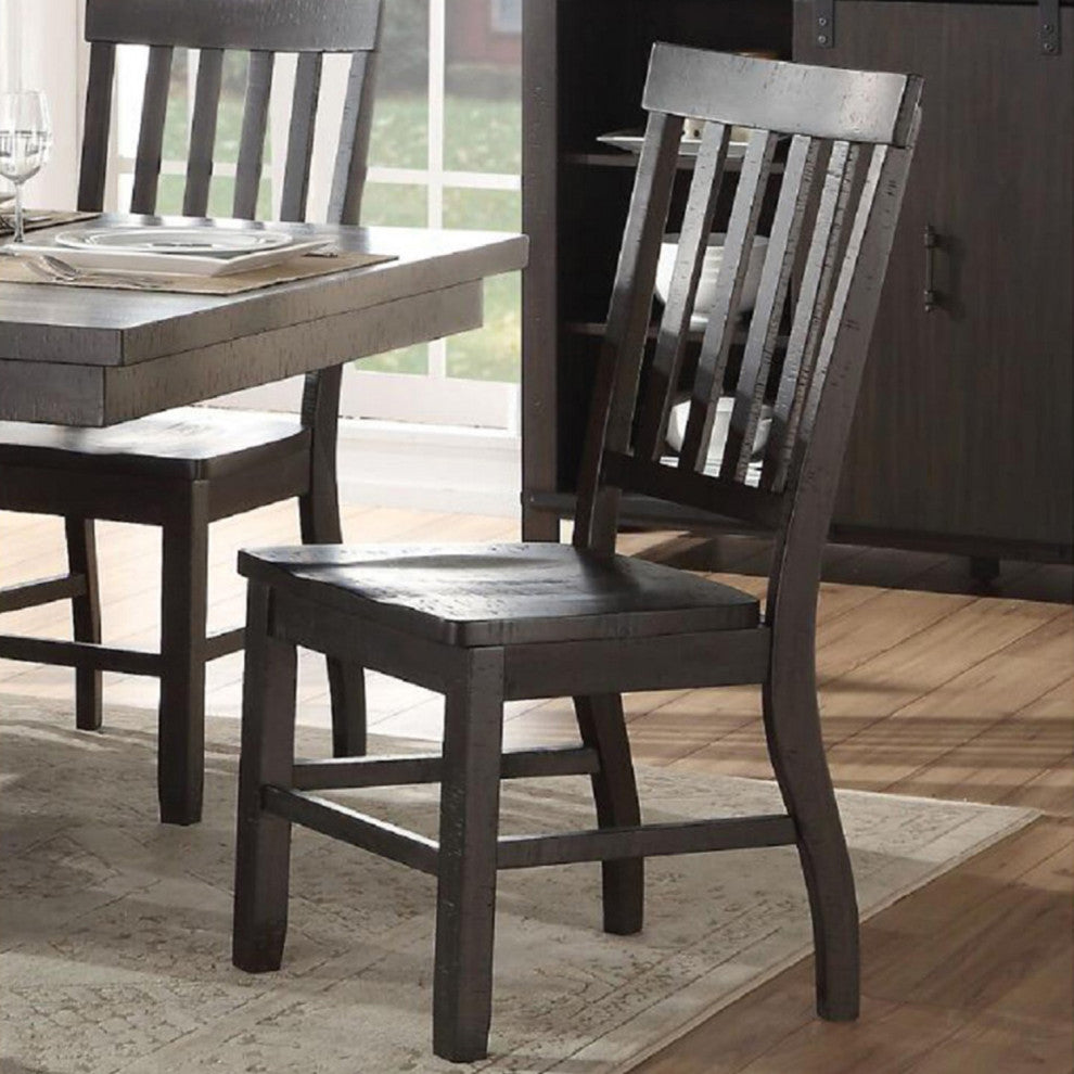 Set of 2 Wood Side Chair, Rustic Walnut Finish