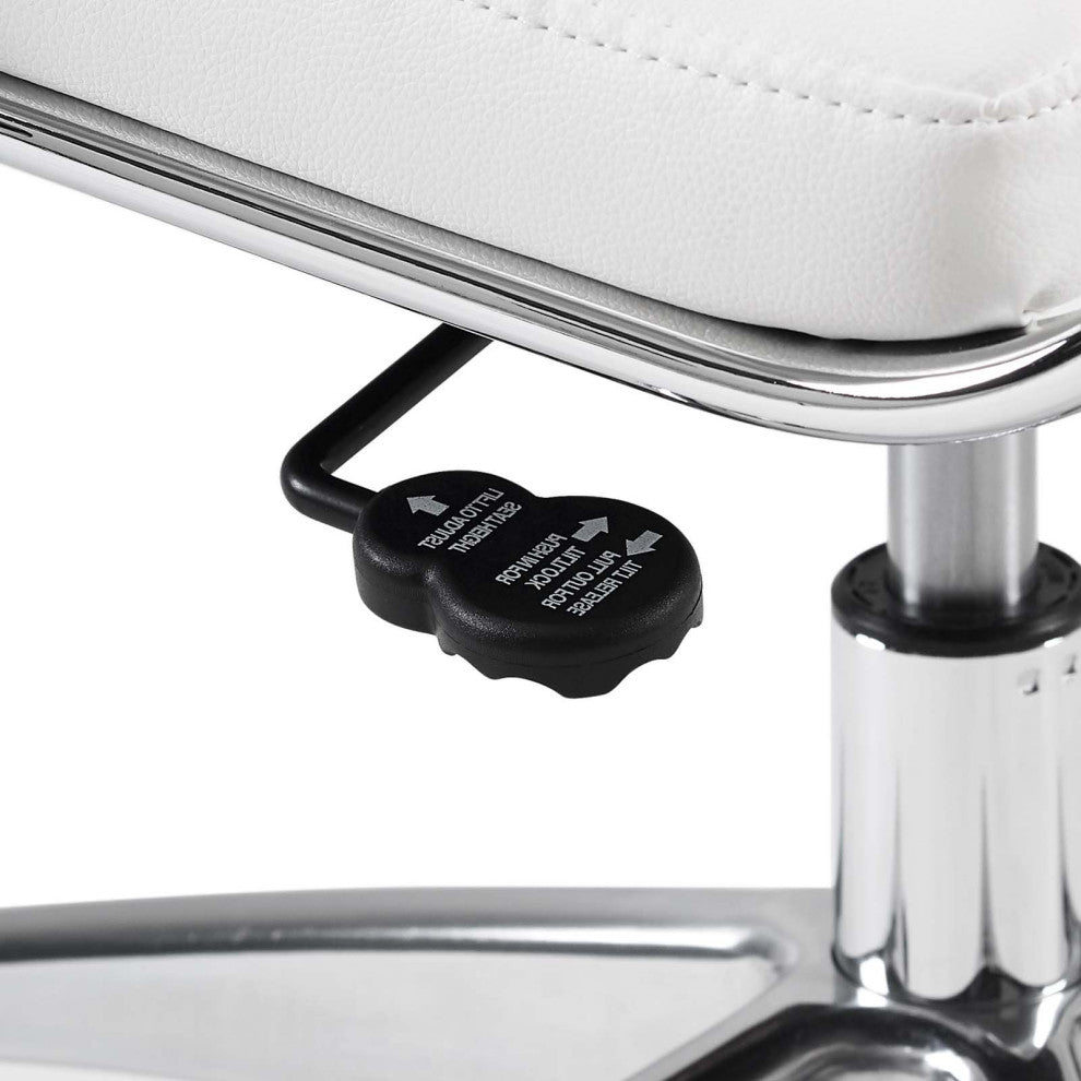 Computer Work Desk Chair, Faux Leather, White, Modern, Home Business Office