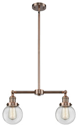 2-Light Beacon 23" Chandelier, Antique Copper, Glass: Clear
