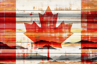"Canadian Leaf" Print on White Wood, 60"x40"