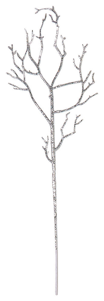 Glitter Twig, Set of 6, Silver, 18"