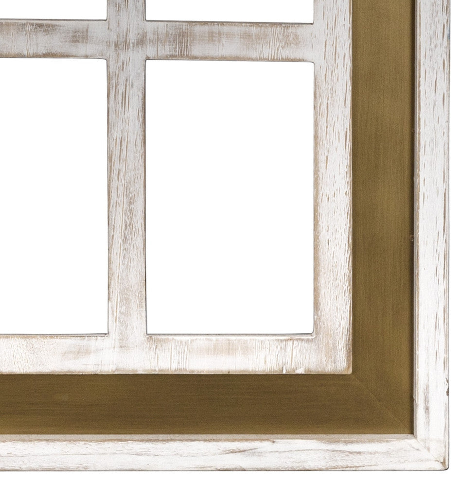Distressed White and Gold Cathedral WindowWall Decor