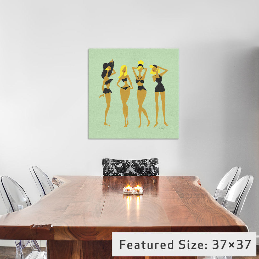 "Bombshells Blonde Black Artprint" by Cat Coquillette, 37x37x1.5