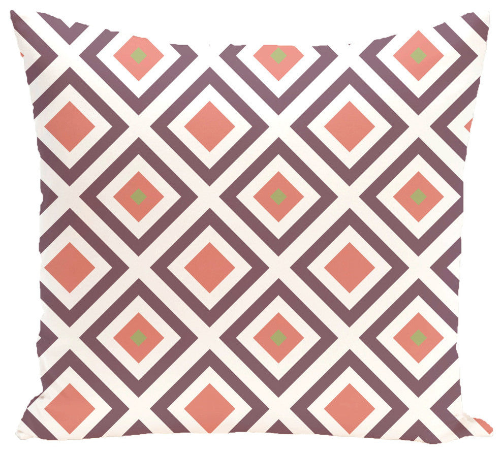 Diamond Mayhem Geometric Print Outdoor Pillow, Seed, 18"x18"