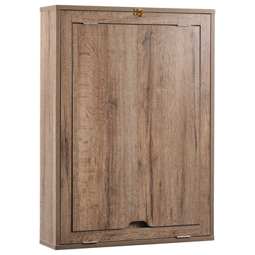 HomeRoots Rustic Natural Oak Finish Folding Murphey Style Desk With Shelves