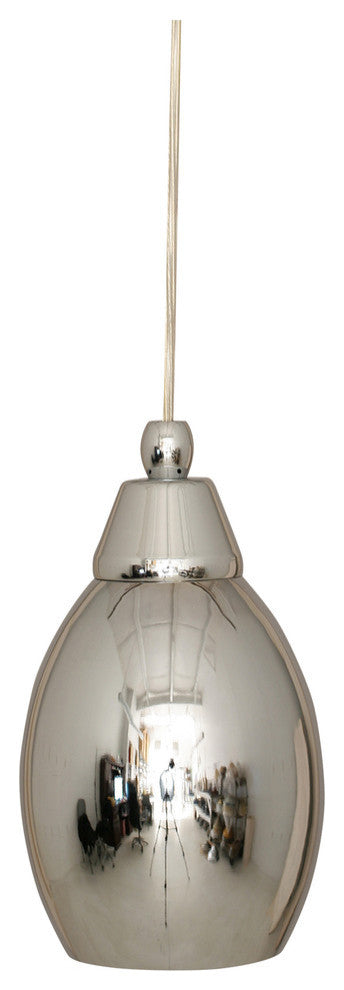 Cord Mini Pendant, Chrome/Chrome Cone Metal Shade
