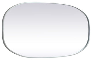 Home Living Metal Frame Oval Mirror 24x48 Inch, Silver