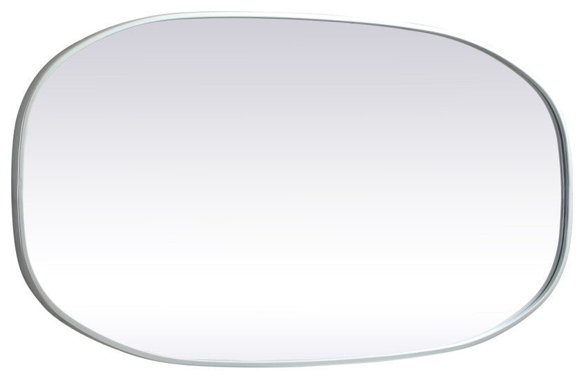 Home Living Metal Frame Oval Mirror 24x48 Inch, Silver
