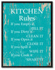 Kitchen Rules Inspirational, Canvas, Picture Frame, 22"X29"