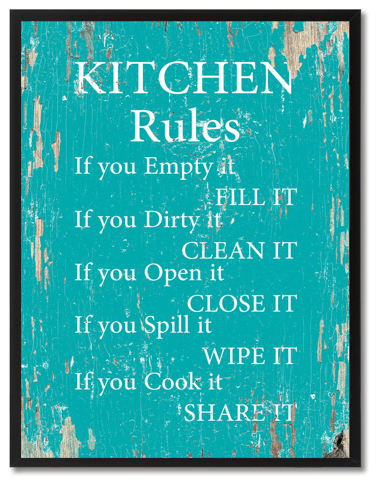 Kitchen Rules Inspirational, Canvas, Picture Frame, 22"X29"