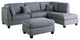 Benzara BM168775 Linen Fabric 3 Pieces Sectional, Gray