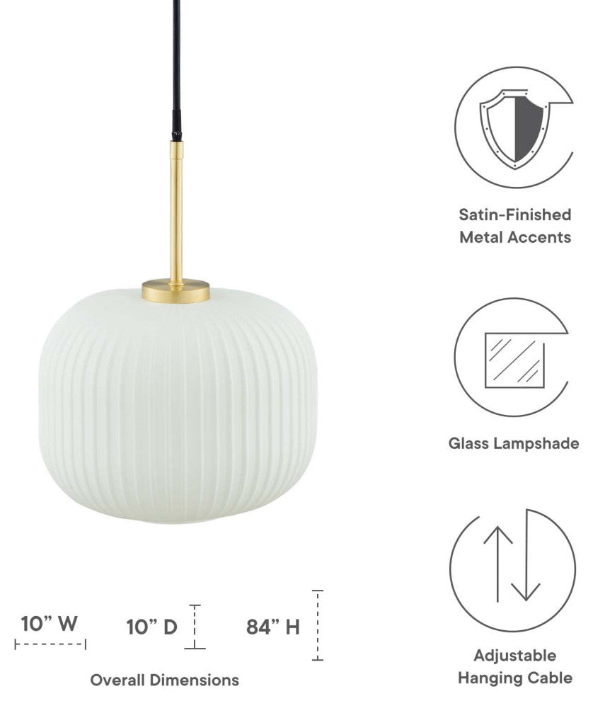 Reprise Glass Pendant Light, White Satin Brass