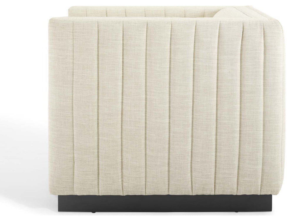Tufted Armchair Accent Chair, Set of 2, Fabric, Beige, Modern, Lounge