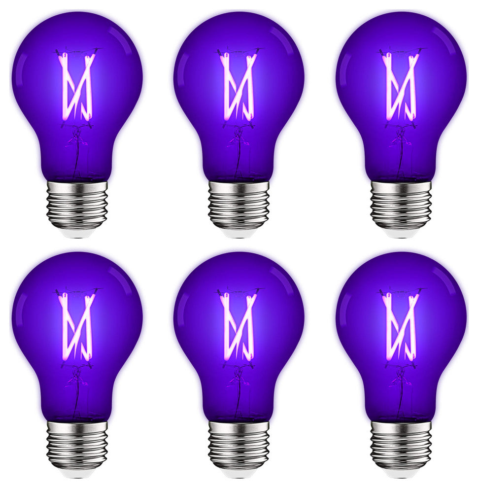 Luxrite A19 UV LED Black Light Bulb Enclosed Fixture Rated E26 6-Pack