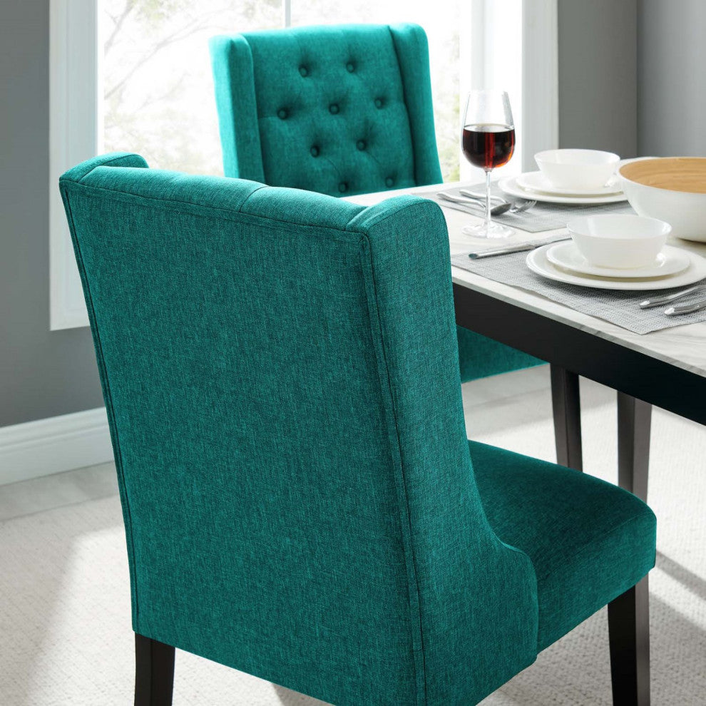 Side Dining Chair, Teal Blue, Fabric, Modern