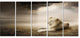 King of Animals At Sunset, Animal Canvas Wall Art, 60"x28", 5 Panels