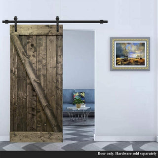 Stained Solid Pine Wood Sliding Barn Door, Espresso, 24"x84", Z Bar
