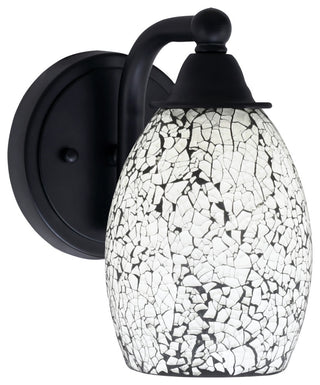 Paramount 1-Light Wall Sconce, Matte Black, 5" Black Fusion Glass