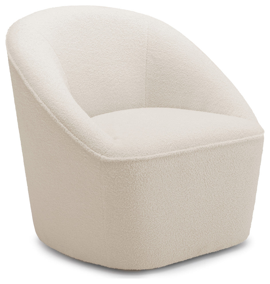 Andria Boucle Swivel Chair, Milky White
