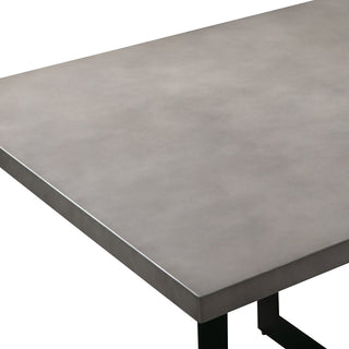 Odet Rectangular 87" Dining Table, Concrete and Black Metal