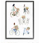 Paris Flowers and People Watercolor Painting, 16"x20", Black Frame