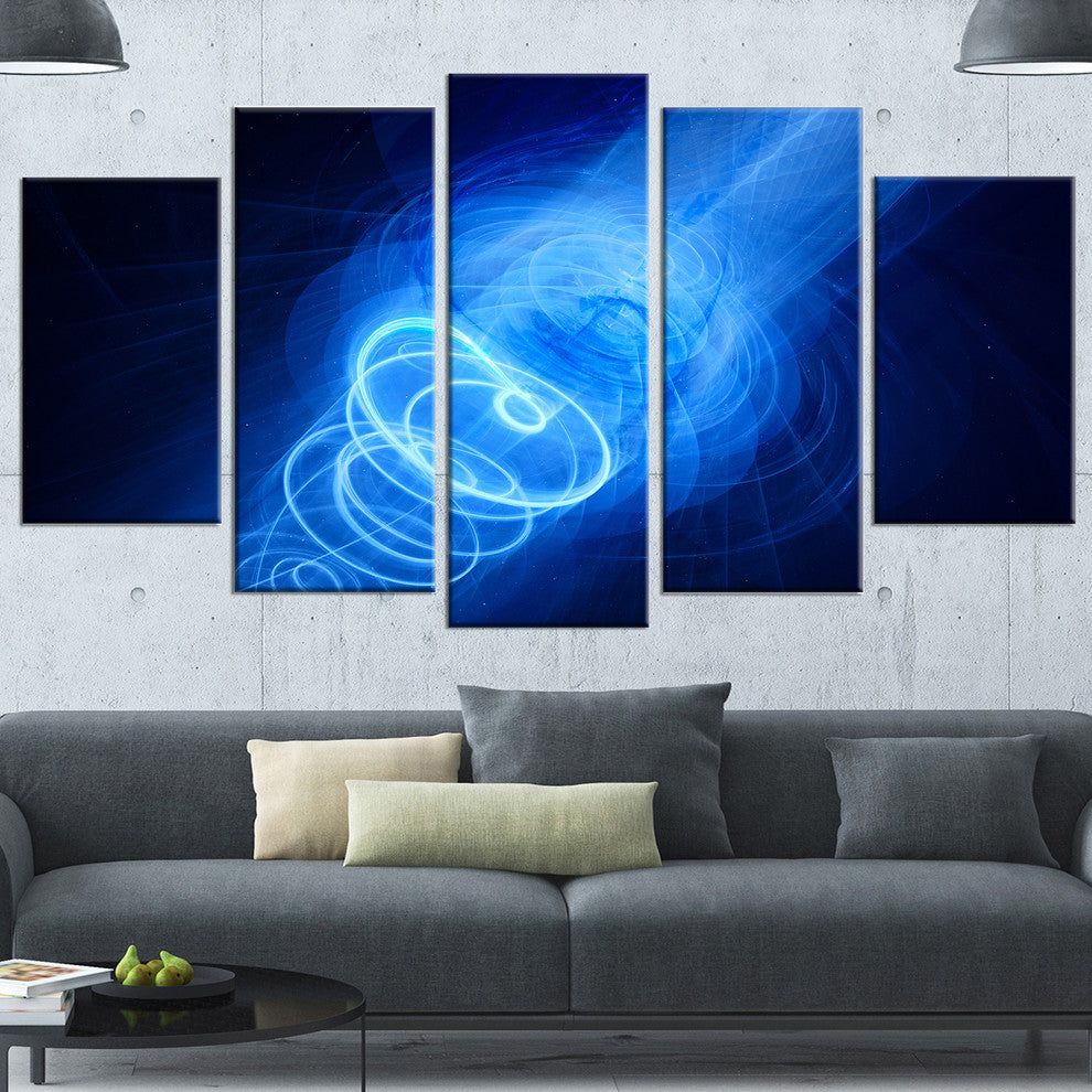 New Plasma Weapon in Space, Large Abstract Canvas Wall Art, 60"x32", 5 Panels