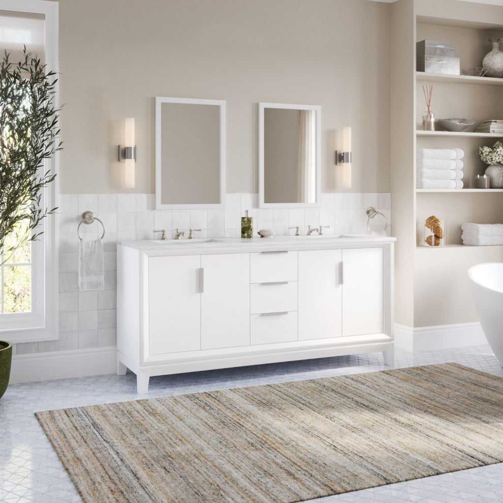 The Ezra Bathroom Vanity, Pure White, 72", Double Sink, Freestanding