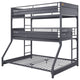 Benzara BM261750 Twin Over Twin Over Full Bunk Bed With Metal Frame, Gray