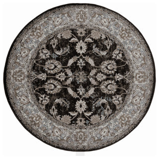 Alessana Cheally Black Bordered Area Rug, 6'7"x6'7" Round