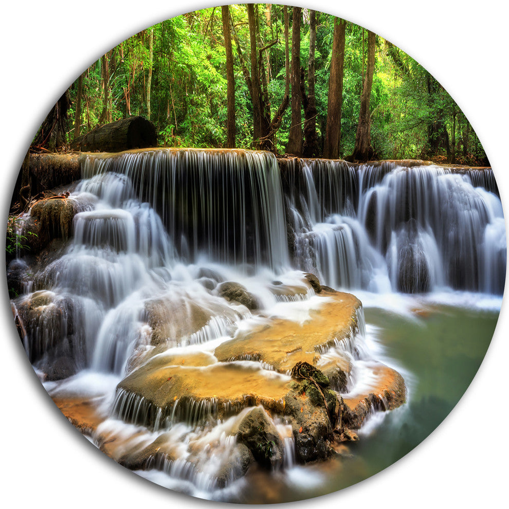 Level Six Of Huai Mae Kamin Waterfall, Large Disc Metal Wall Art, 38"